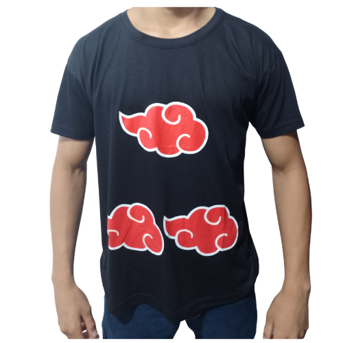 Camisetas Naruto 12 modelos disponíveis tecido 100% algodão fio 30.1, Preta  com símbolo da AKATSUKI.