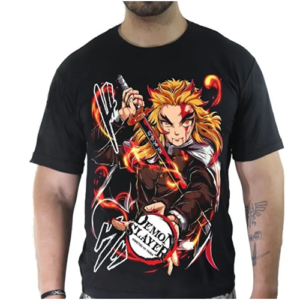 Camiseta Demon Slayer Rengoku - Hashira do fogo Bordada - Escorrega o Preço